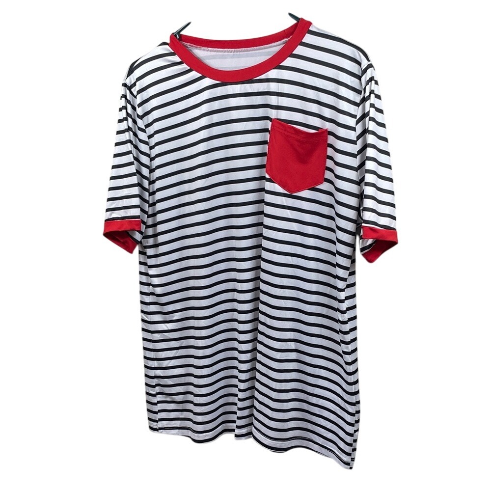 Striped T-Shirt Dress Red‎ Pocket Short Sleeve Casual Comfy Loungewear